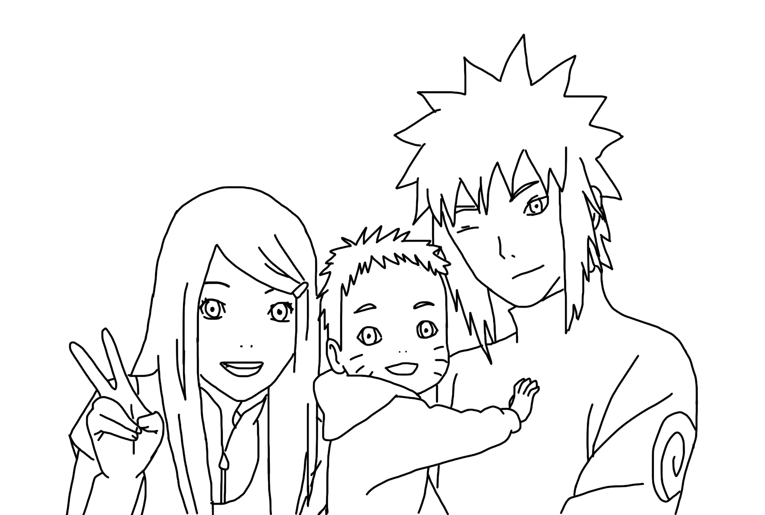Página para colorir de Kushina, Naruto e Minato - Desenhos para colorir  gratuitos para imprimir